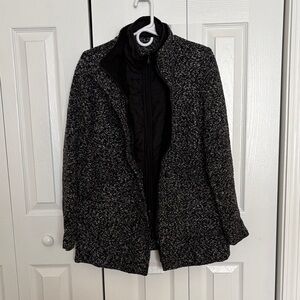 Women's Black and Gray Tweed Jacket